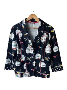 Zoe Birdcage Print Soft Blazer Large